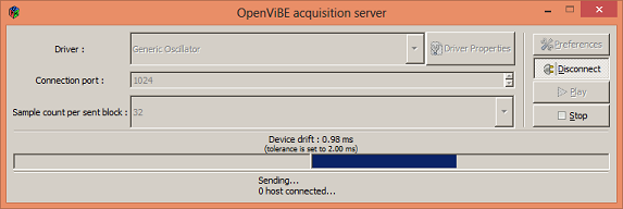 OpenViBE acquisition server in the required operational mode 